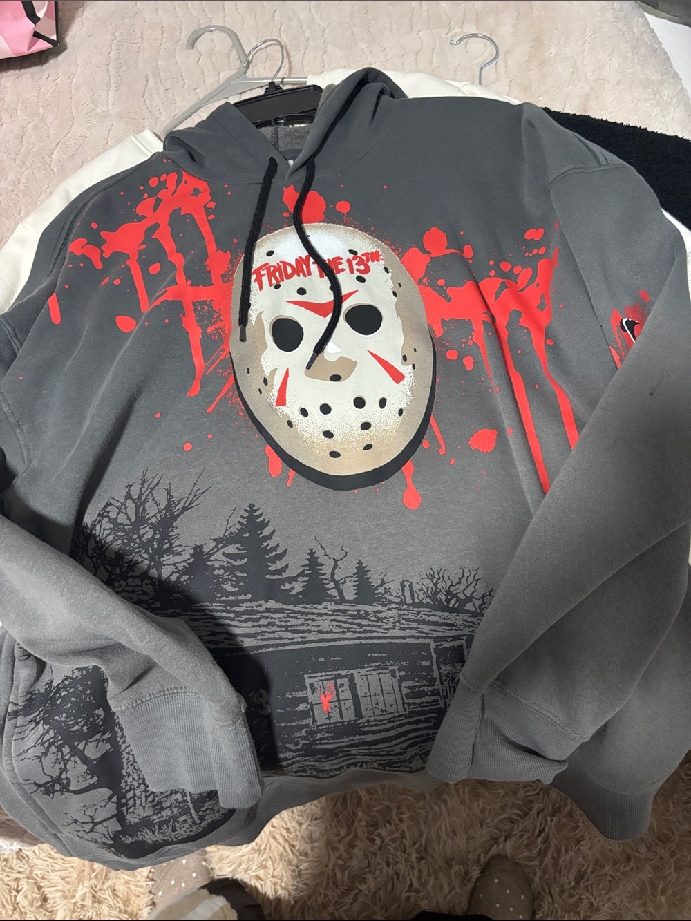 Gray Friday the 13th Graphic Hoodie Sweatshirt - Men